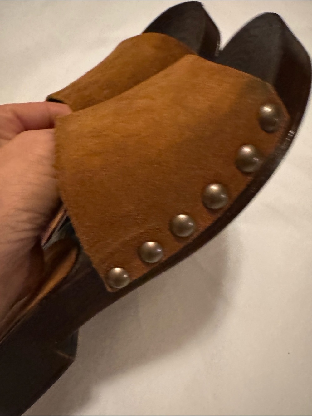 Steve Madden Cognac Suede Slide Sandals - Picture 5 of 5